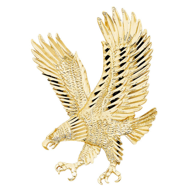 14K Yellow Gold Large Soaring Eagle Pendant