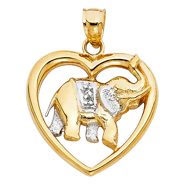 14K Two-Tone Gold Elephant Heart Pendant
