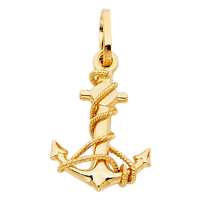 14K Yellow Gold Small Mariner Anchor Pendant