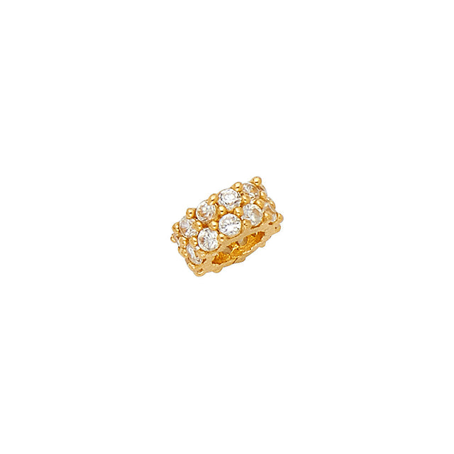 14K Yellow Gold Bead Rondelle Pendant on White Background