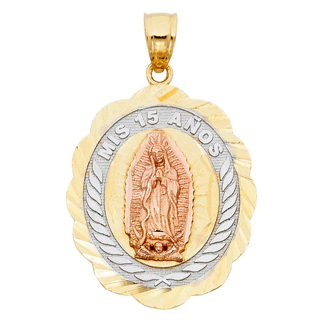 14K Tricolor Gold 15 Years Pendant