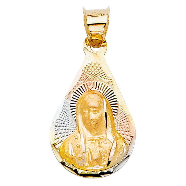 14K Tricolor Gold Guadalupe Stamp Pendant