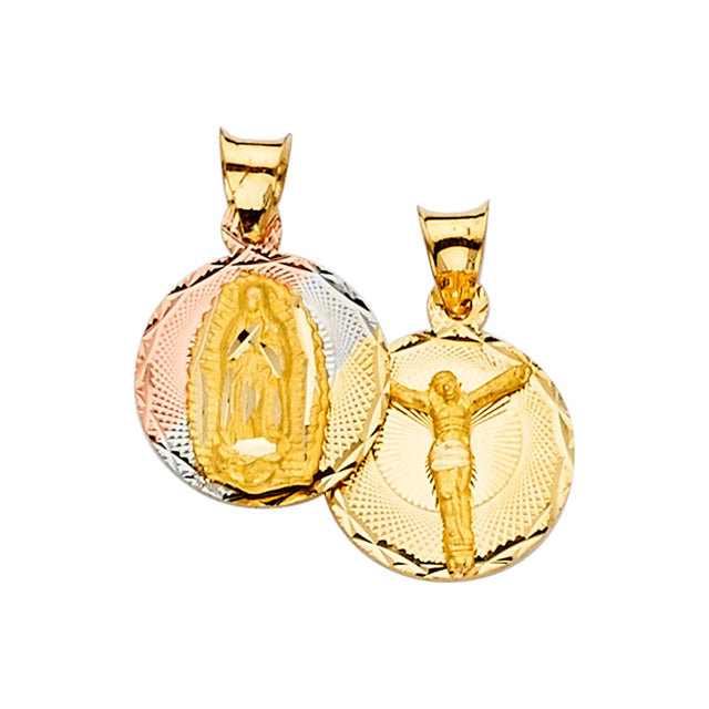 14K Tricolor Gold Guadalupe Crucifix Medal 1.23 g