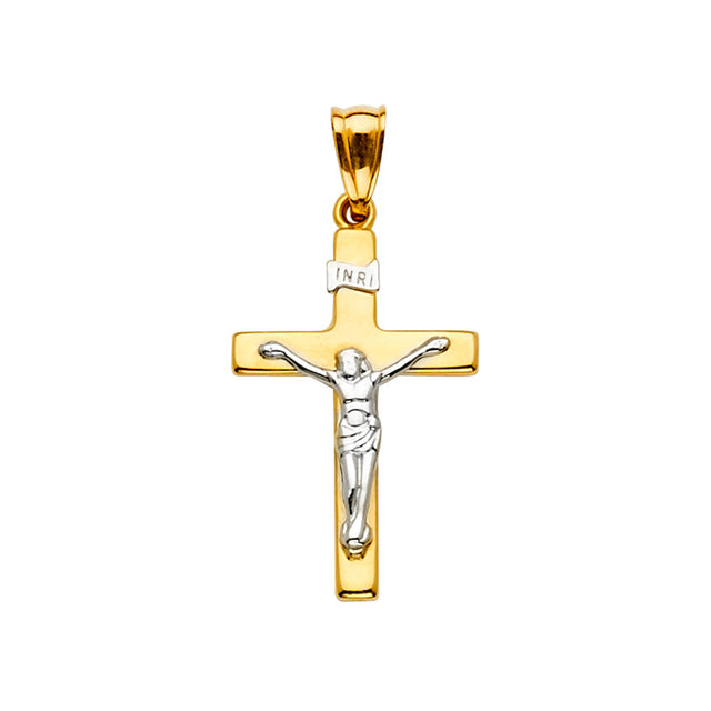14K Two-Tone Gold Crucifix Cross Pendant
