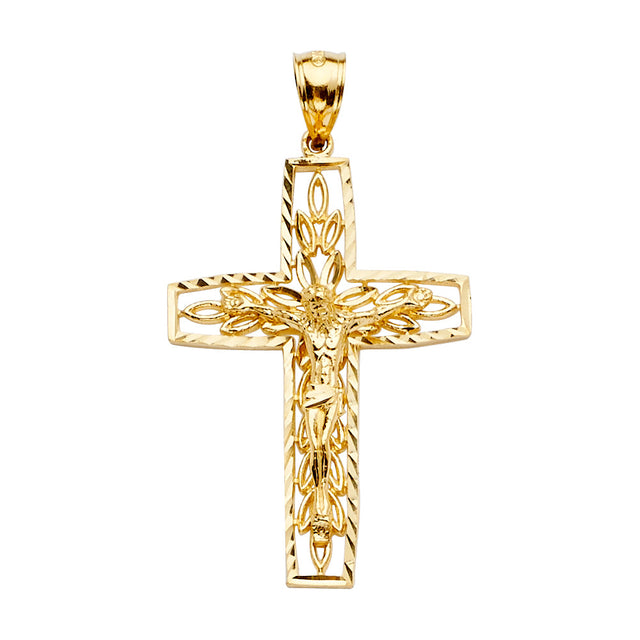 14K Yellow Gold Crucifix Cross Pendant