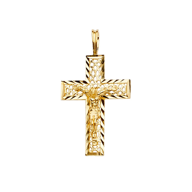 14K Yellow Gold Crucifix Cross Pendant