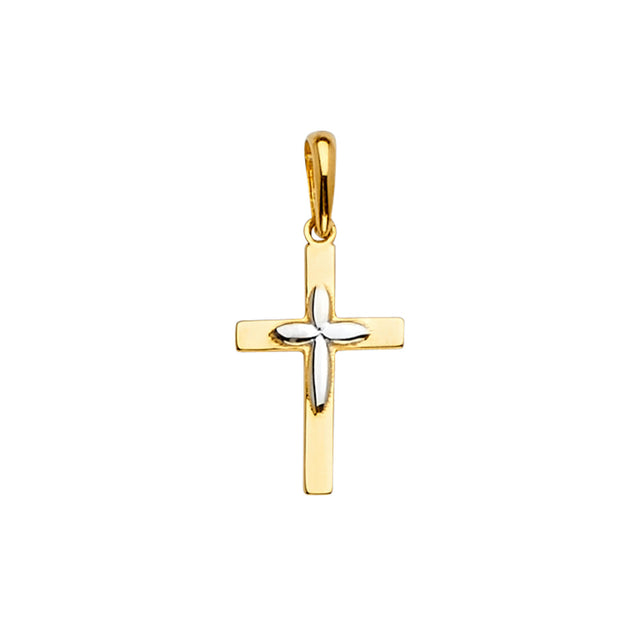 14K Yellow Gold 2Tone Cross Pendant