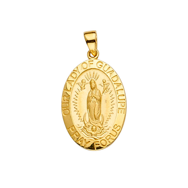 14K Yellow Gold Guadalupe Medal Pendant