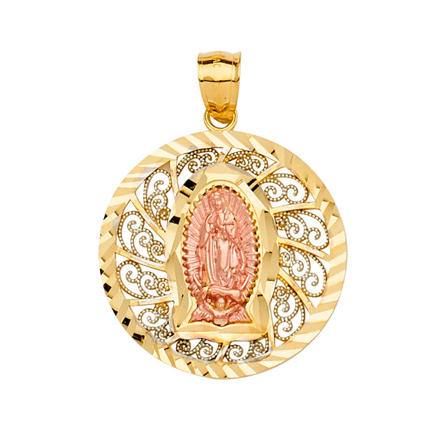 14K Tricolor Gold Guadalupe Pendant