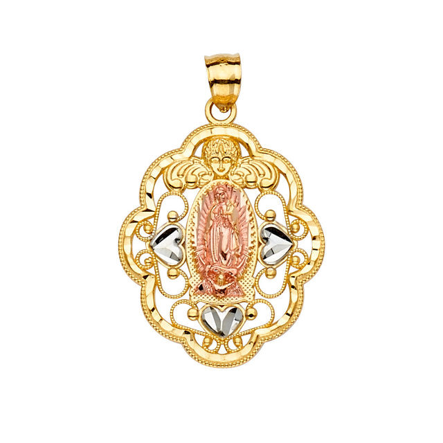 14K Tricolor Gold Guadalupe Pendant