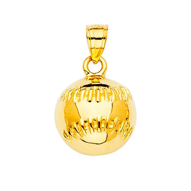 14K Yellow Gold Baseball Pendant