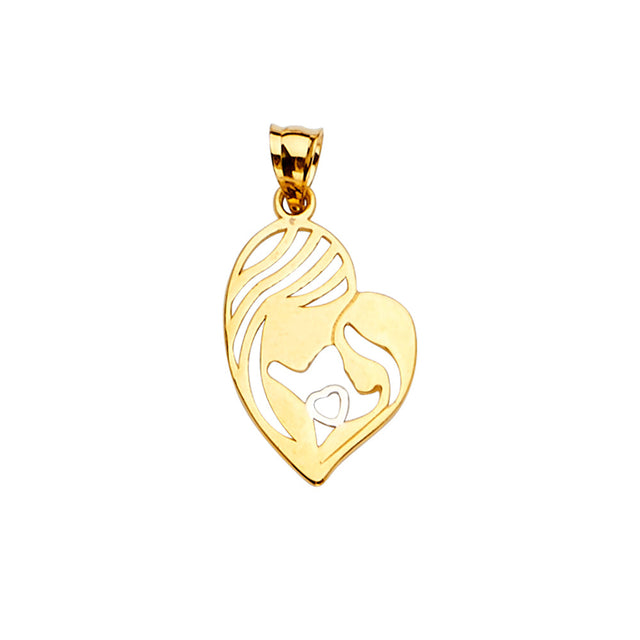 14K Yellow Gold Mom & Child Pendant