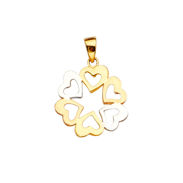 14K Tricolor Gold Six Hearts Pendant