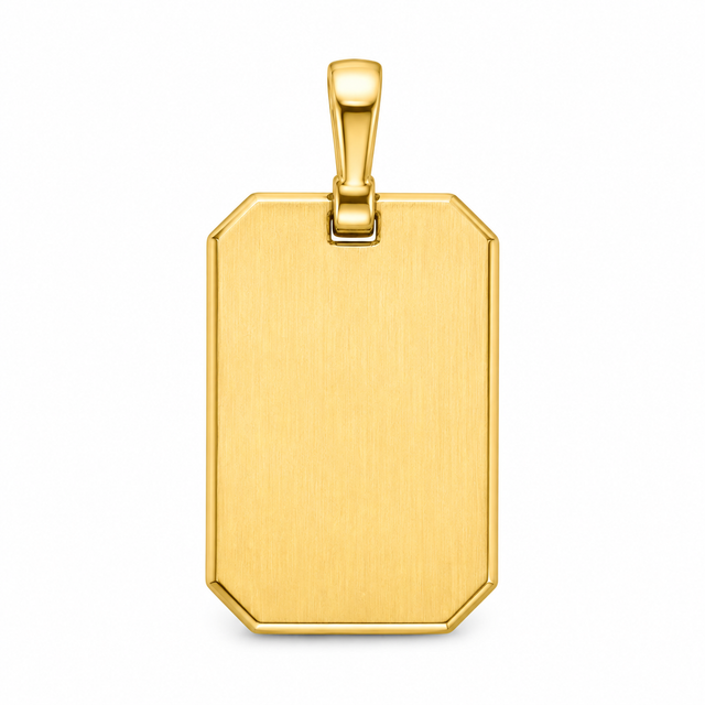 14K Yellow Gold Polished Rectangular Tag Pendant