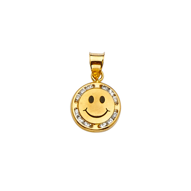 14K Yellow Gold Smiley Face Pendant