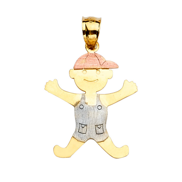 14K Tricolor Gold Boy Pendant