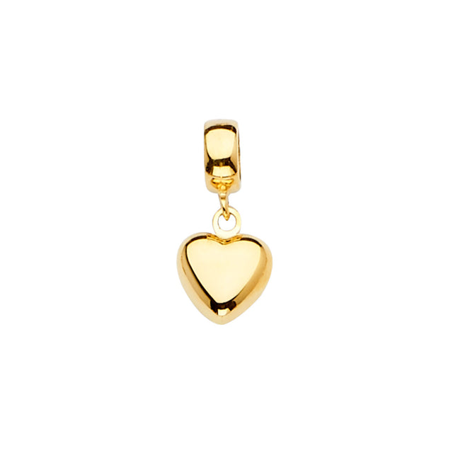 14K Yellow Gold Puff Heart Charm