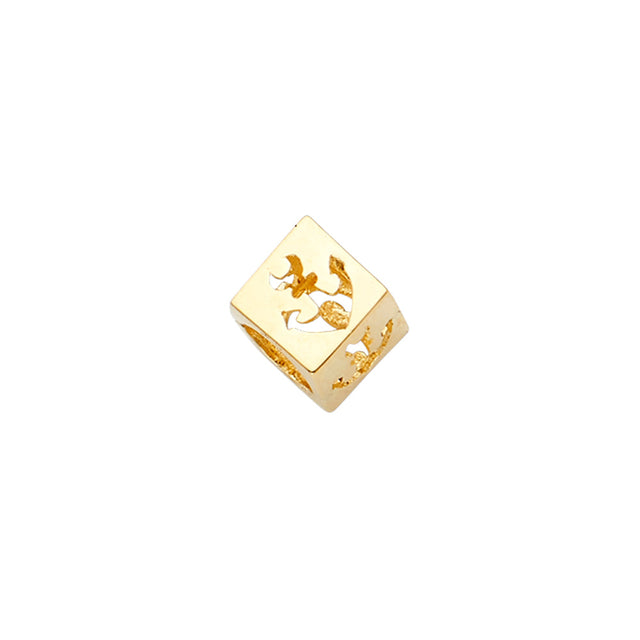 14K Yellow Gold Anchor Dice Slider