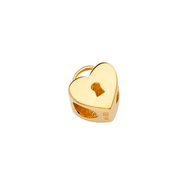 14K Yellow Gold Heart Lock Slider