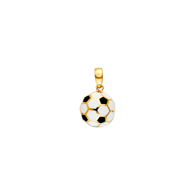 14K Yellow Gold 11 mm Enamel Soccer Ball Pendant