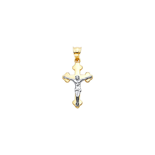 14K Two-Tone Gold Cross With Jesus Pendant