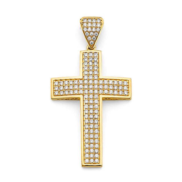 14K Yellow Gold CZ Cross Pendant
