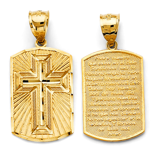 14K Yellow Gold Lord'S Prayer In Spanish Pendant