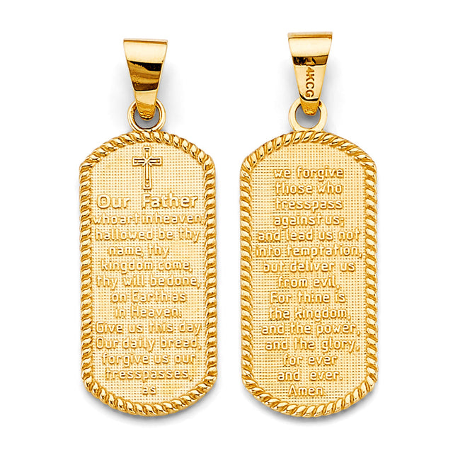 14K Yellow Gold Lord'S Prayer In English Pendant