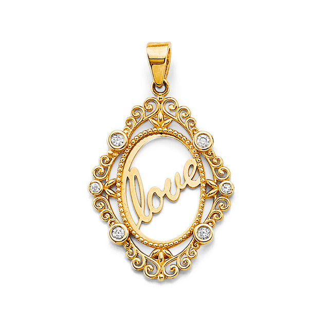 14K Yellow Gold Love Pendant