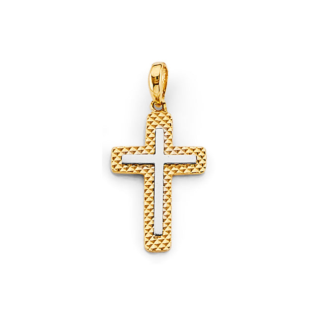 14K Two-Tone Gold Cross Pendant