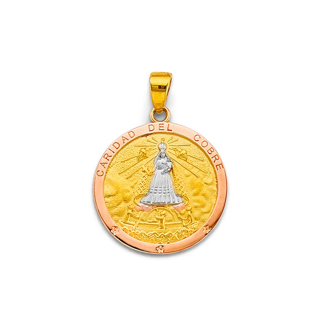 14K Tricolor Gold Caridad del Cobre Medal Pendant