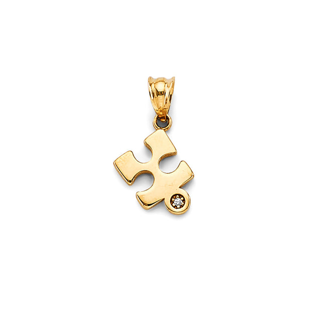 14K Yellow Gold Puzzle Piece Pendant