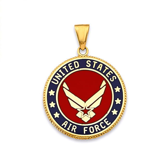 14K Yellow Gold Double-Sided U.S. Air Force Emblem Pendant