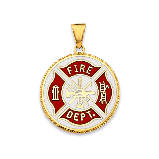 14K Yellow Gold Firefighter Pendant