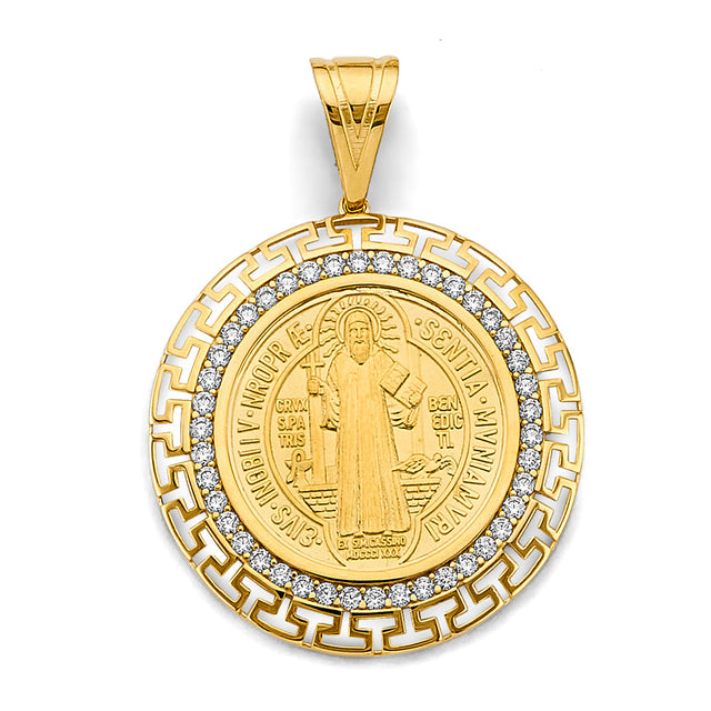 14K Two-Tone Gold Greek Frame San Benito Pendant