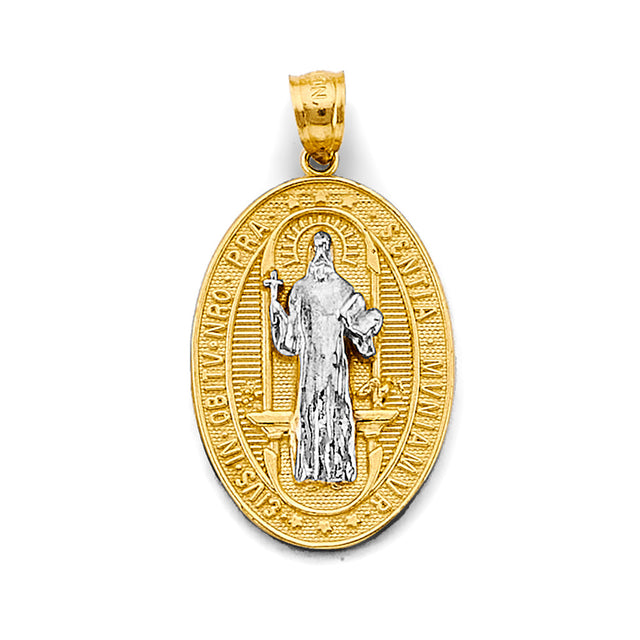 14K Two-Tone Gold Oval San Benito Pendant