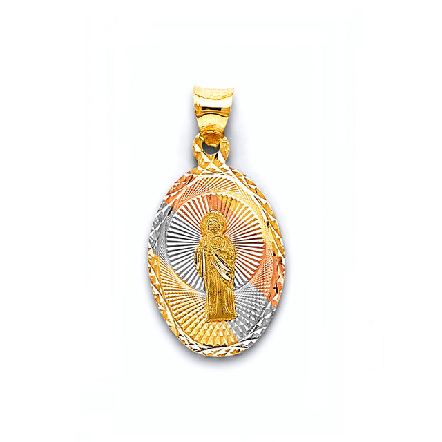14K Tricolor Gold Stamp St. Jude Thaddeus Pendant