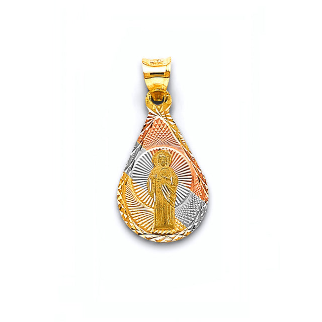 14K Tricolor Gold Stamp St. Jude Thaddeus Pendant