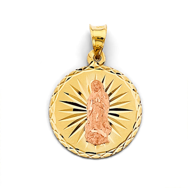 14K Two-Tone Gold Stamp Guadalupe Pendant
