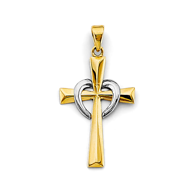 14K Two-Tone Gold Cross Pendant