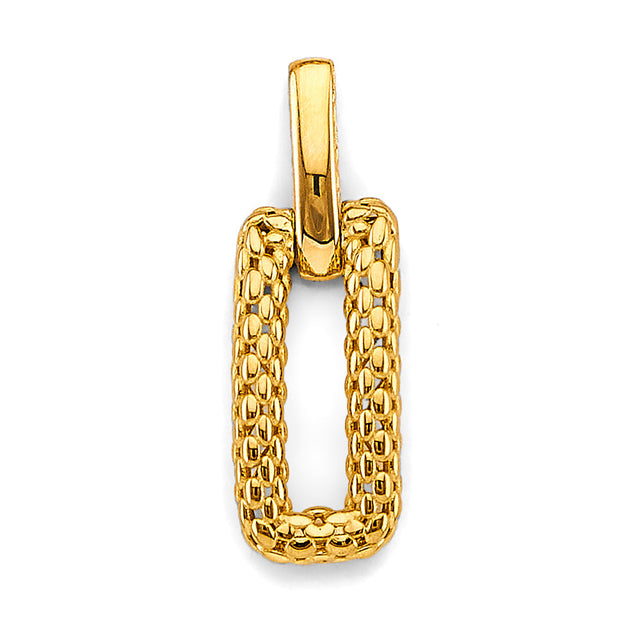 14K Yellow Gold Rectangular Mesh Pendant