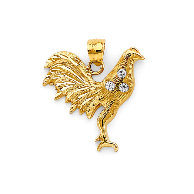 14K Two-Tone Gold Rooster Pendant