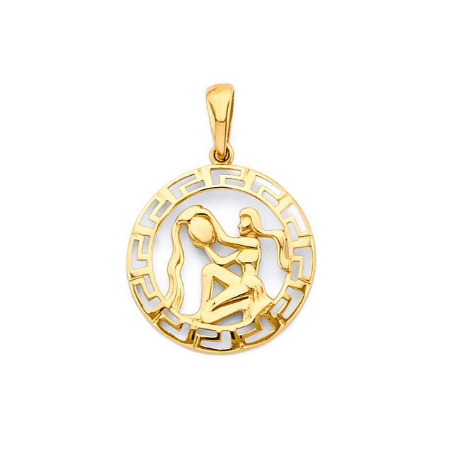 14K Yellow Gold Zodiac Medallion Pendant