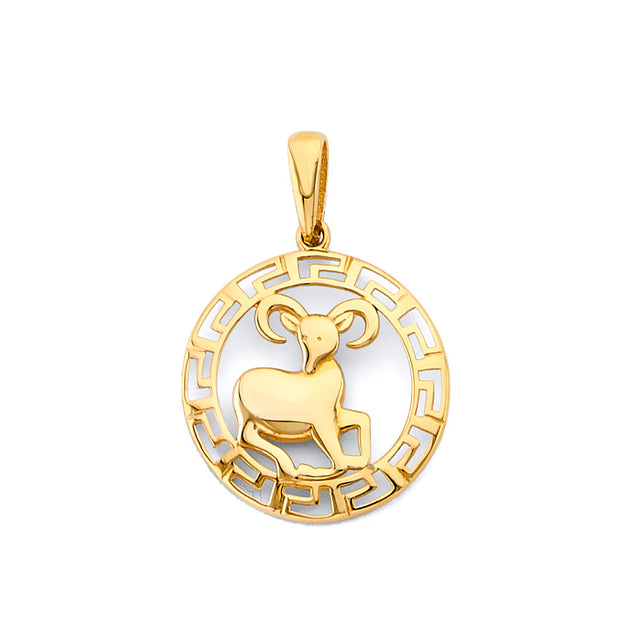 14K Yellow Gold Zodiac Medallion Pendant