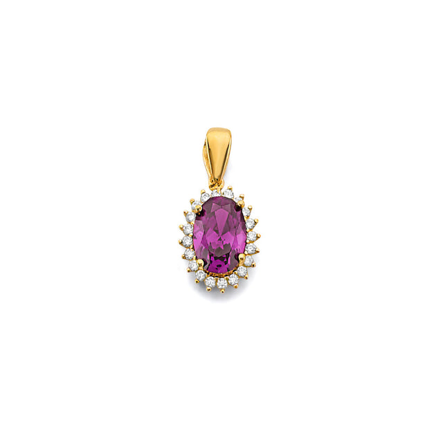 14K Yellow Gold Oval Birthstone Pendant