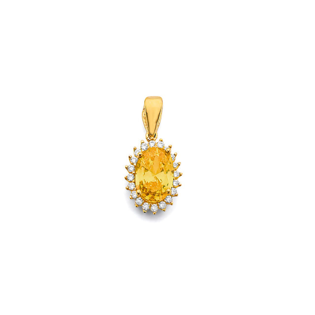 14K Yellow Gold Oval Birthstone Pendant