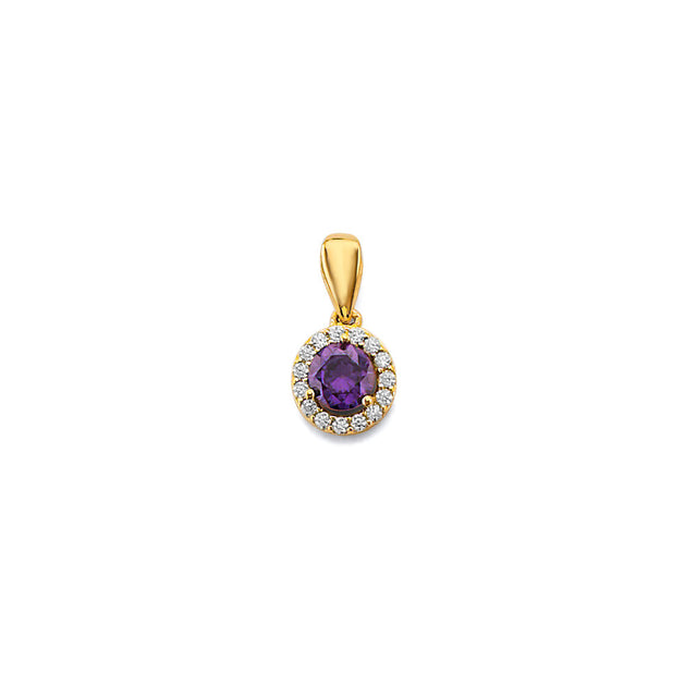14K Yellow Gold Round Birthstone Pendant