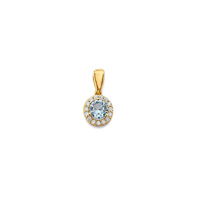 14K Yellow Gold Round Birthstone Pendant