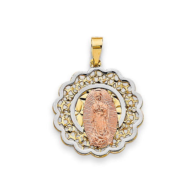 14K Tricolor Gold Religious Pendant