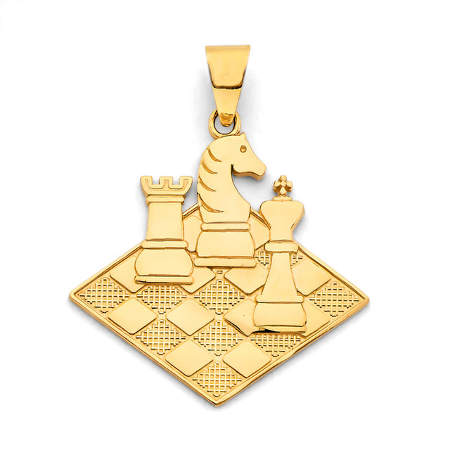14K Yellow Gold Chess Set Pendant